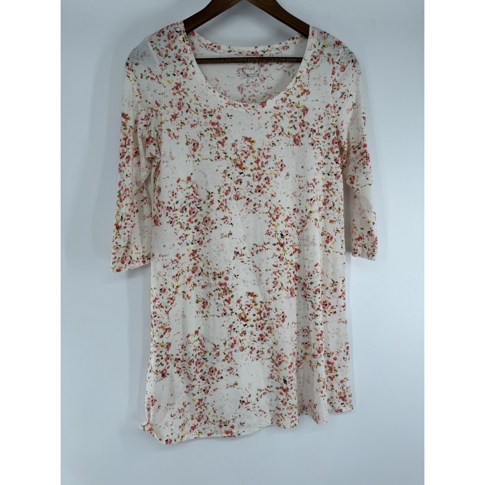 Pure Jill Ballet Sleeve Tunic Floral Print 3/4 Sleeve Spring Soft Stretch Fairy